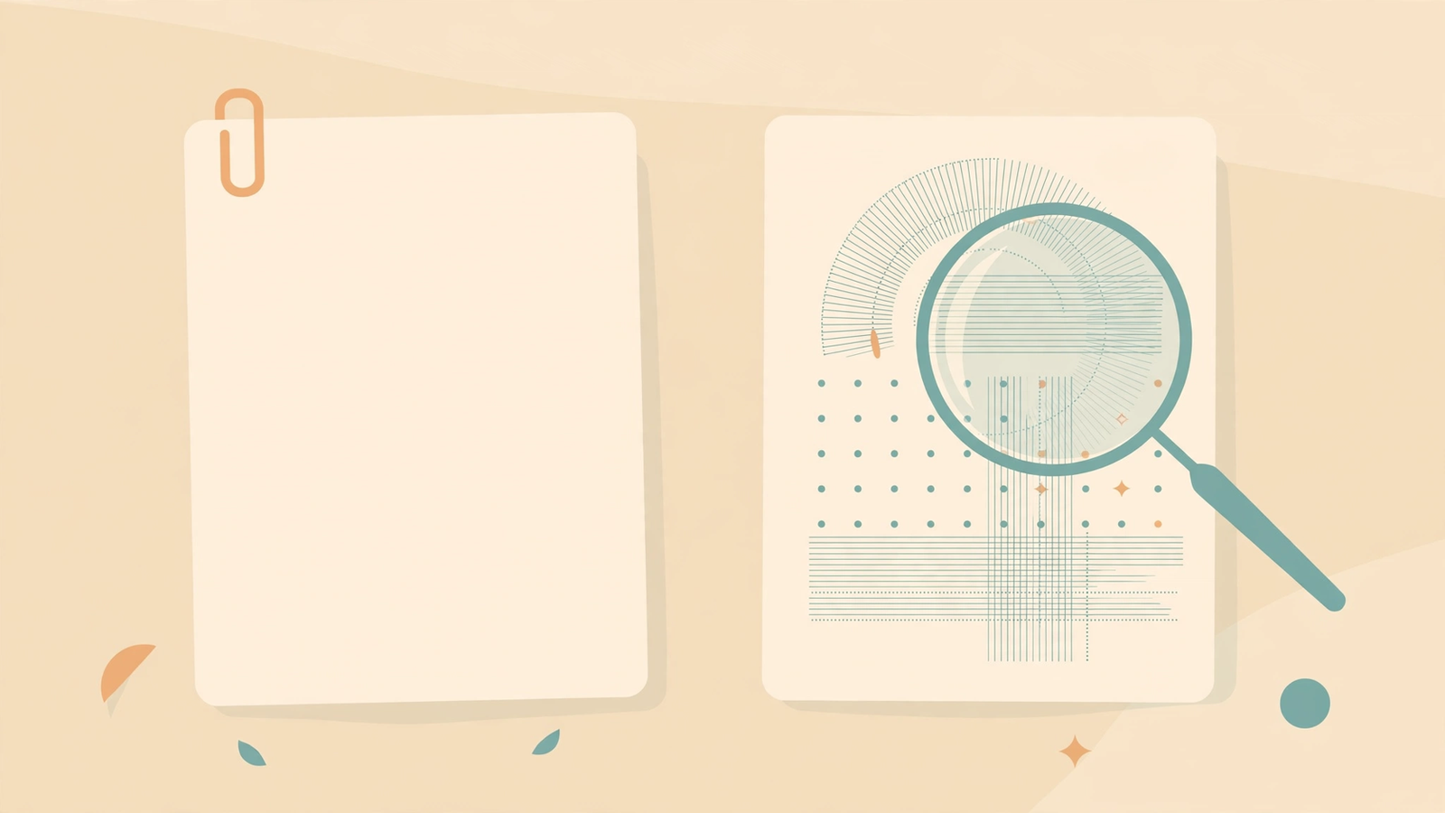 Two documents side by side, one examined with a magnifying glass